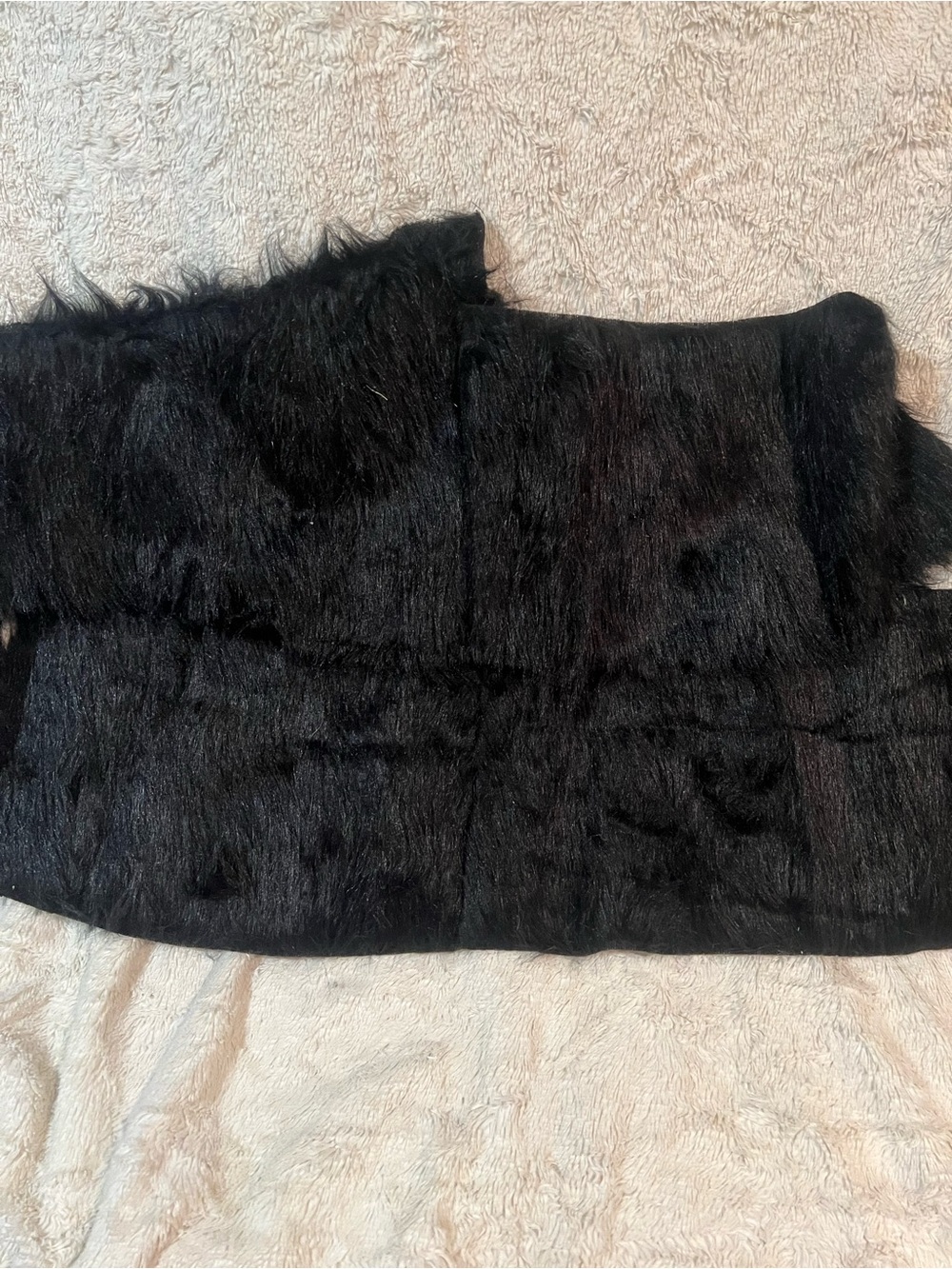 Black fur scrap fabric
